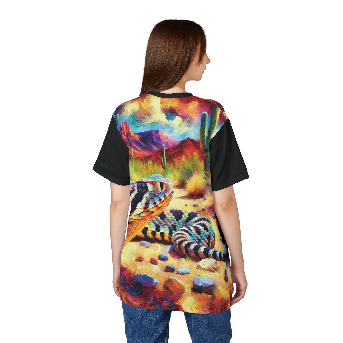 Desert Rattlesnake Vibrant Art Tee | Colorful Unisex Cut & Sew T-Shirt, Wildlife Apparel, Unique Graphic Tee, Birthday Gift