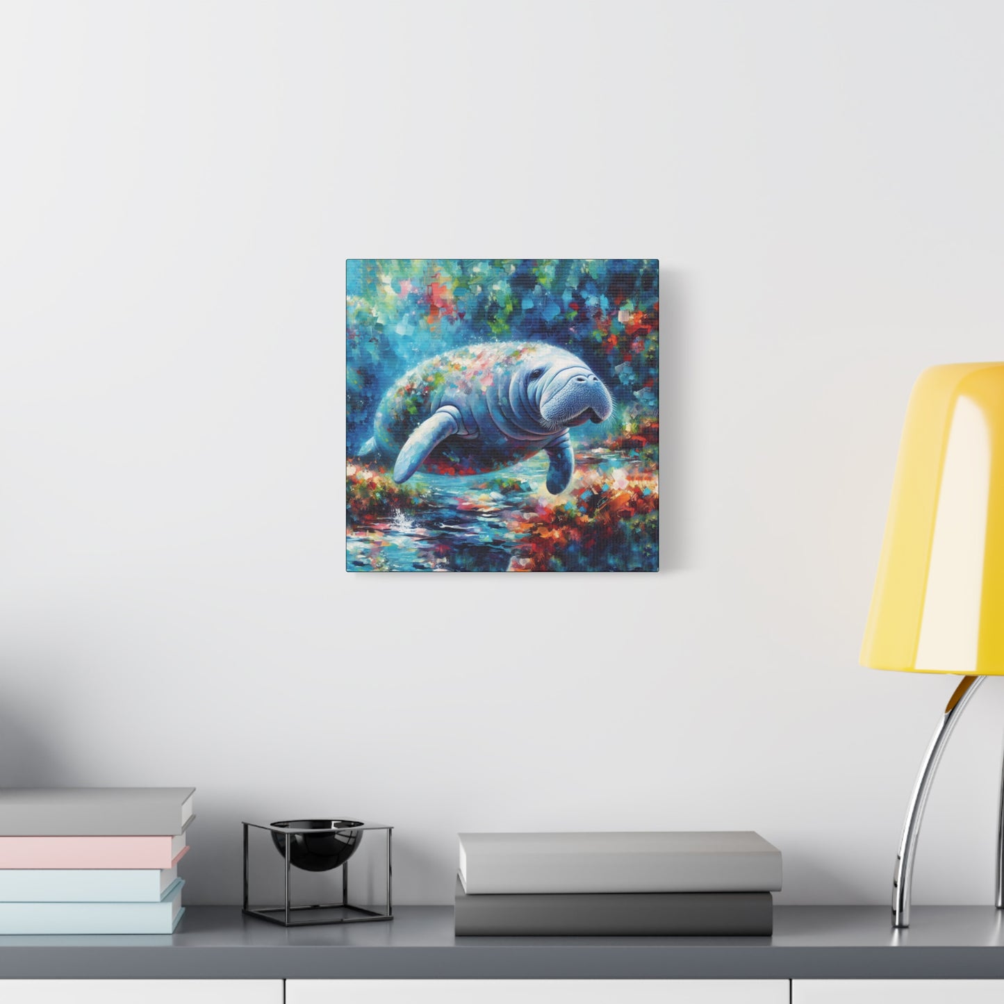 Manatee Garden Expressionist Canvas Art Print