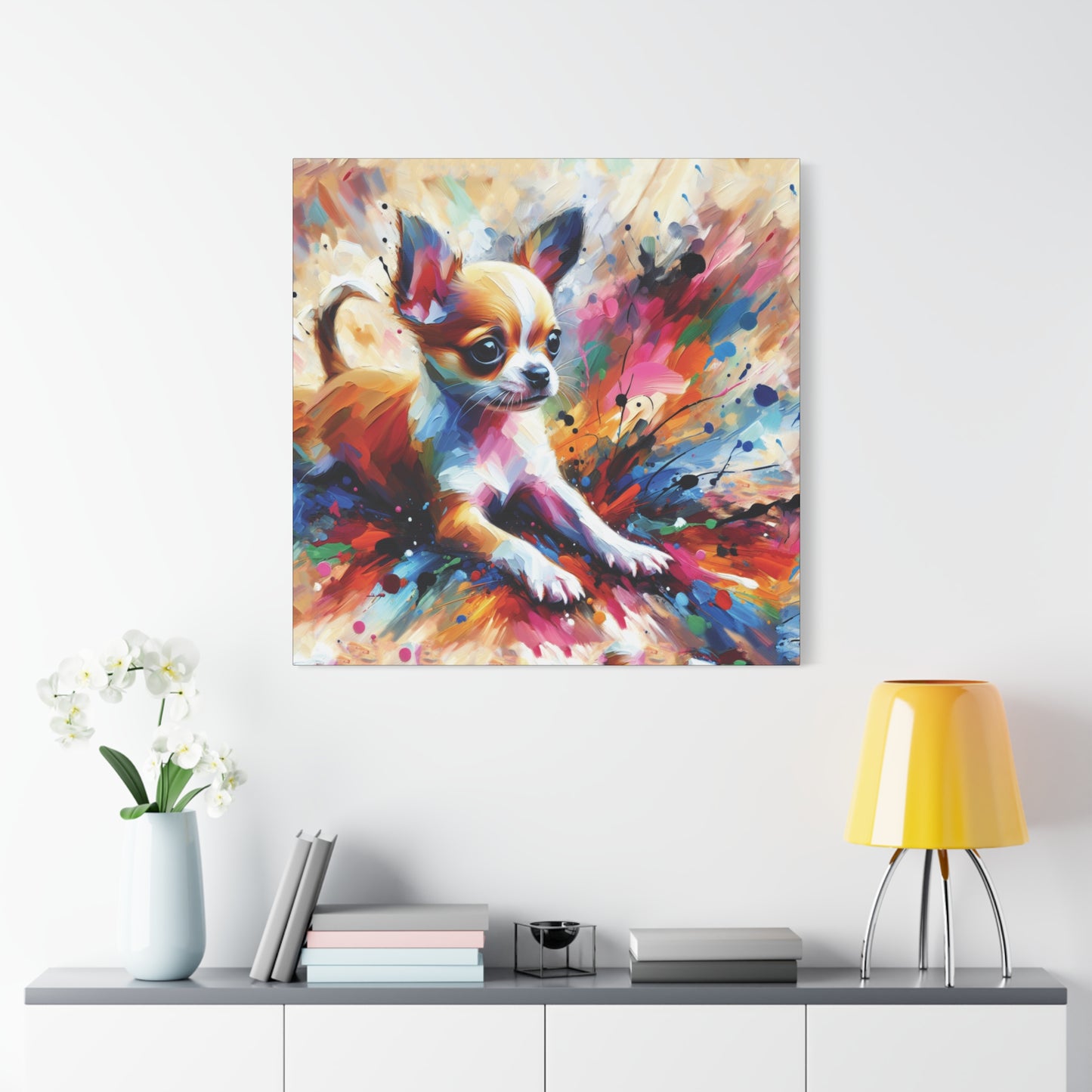 Chihuahua Mayhem Expressionist Canvas Art Print