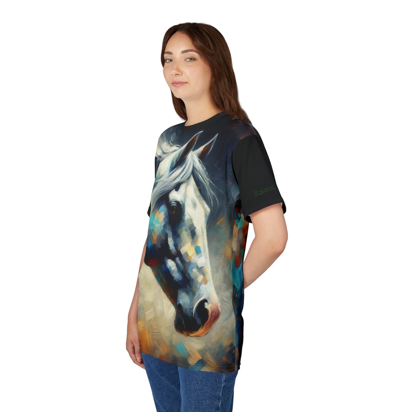 Dapple Grey Mare Vibrant Art Tee | Colorful Unisex Cut & Sew T-Shirt, Wildlife Apparel, Unique Graphic Tee, Birthday Gift