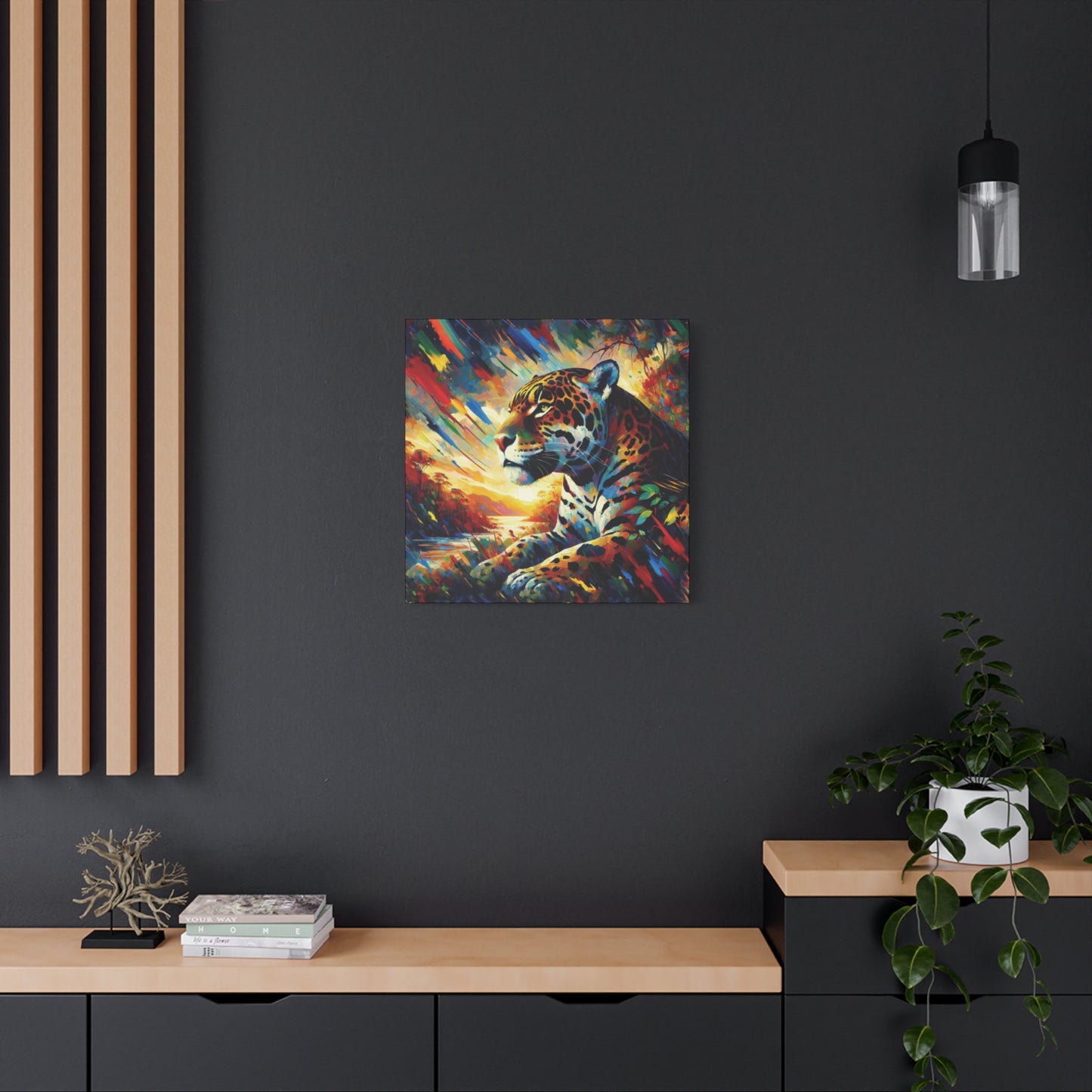 Jaguar Sunset Expressionist Canvas Art Print