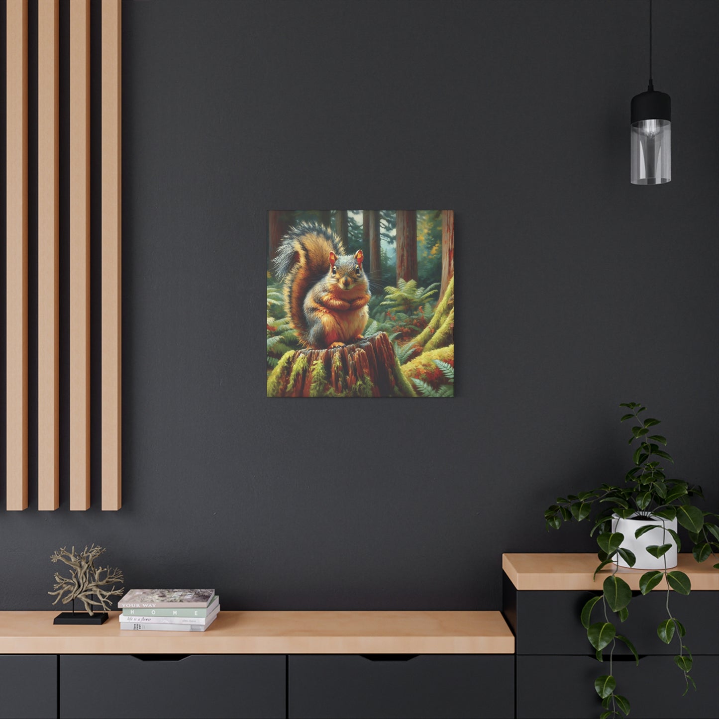 Douglas Squirrel in Olympic National Forest Impressionist Canvas Art Print