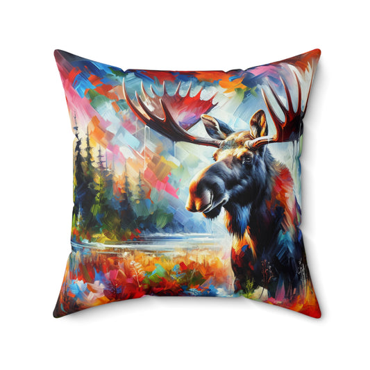 Sunrise Moose - Square Throw Pillows
