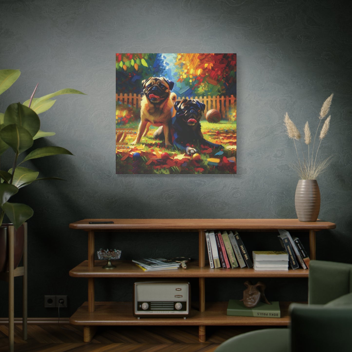 Pug Buddies Expressionist Canvas Art Print