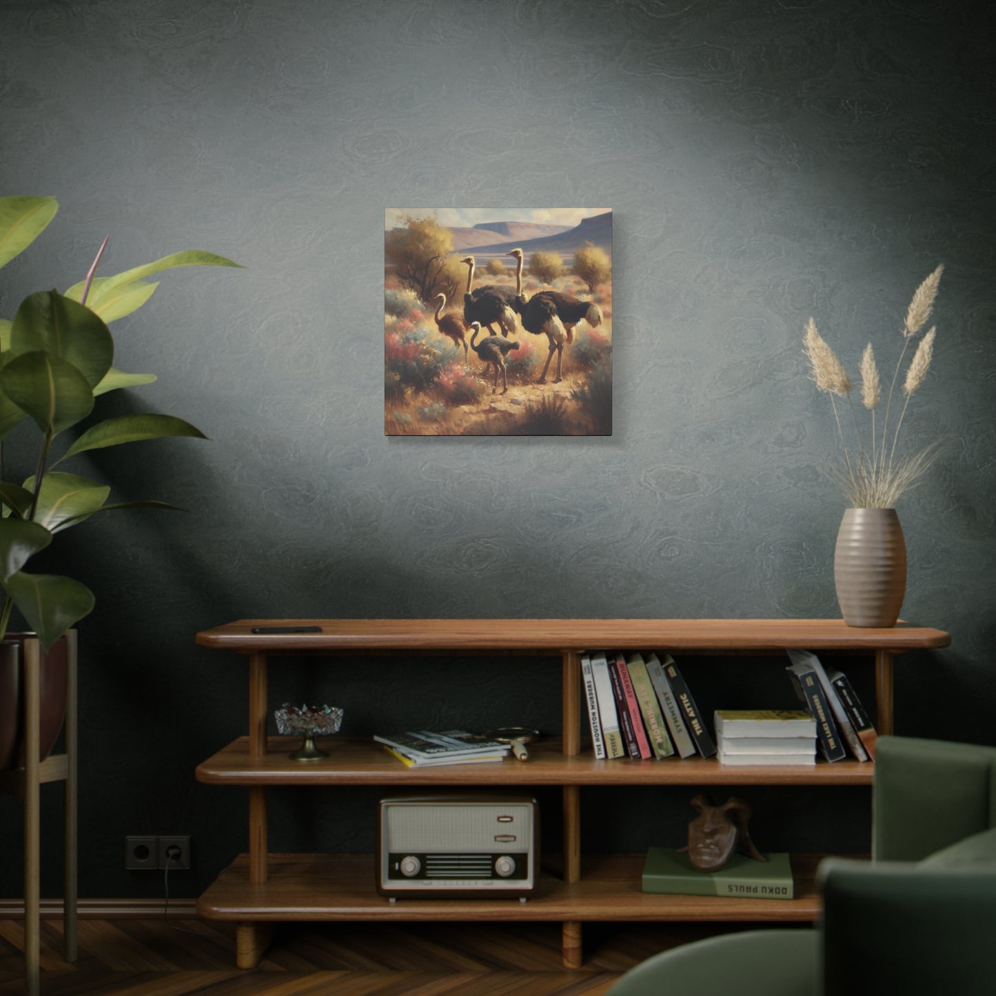 Ostrich Flock Impressionist Canvas Wall Art