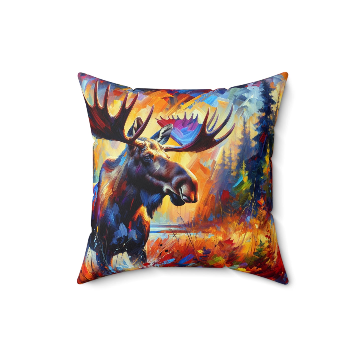 Sunset Moose - Square Throw Pillows