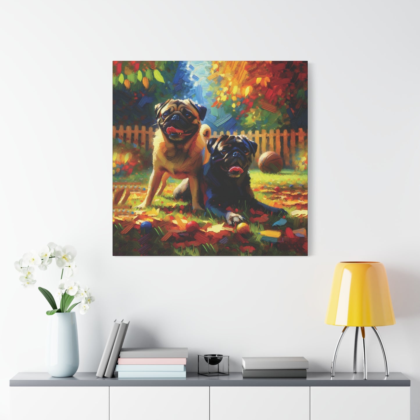 Pug Buddies Expressionist Canvas Art Print