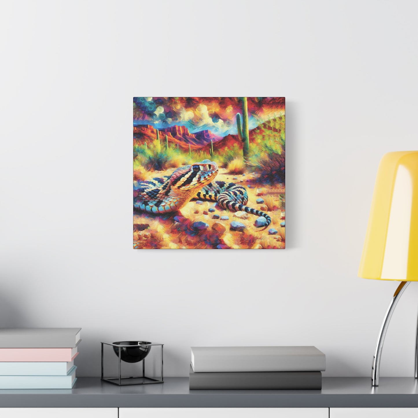 Desert Rattlesnake Expressionist Canvas Art Print