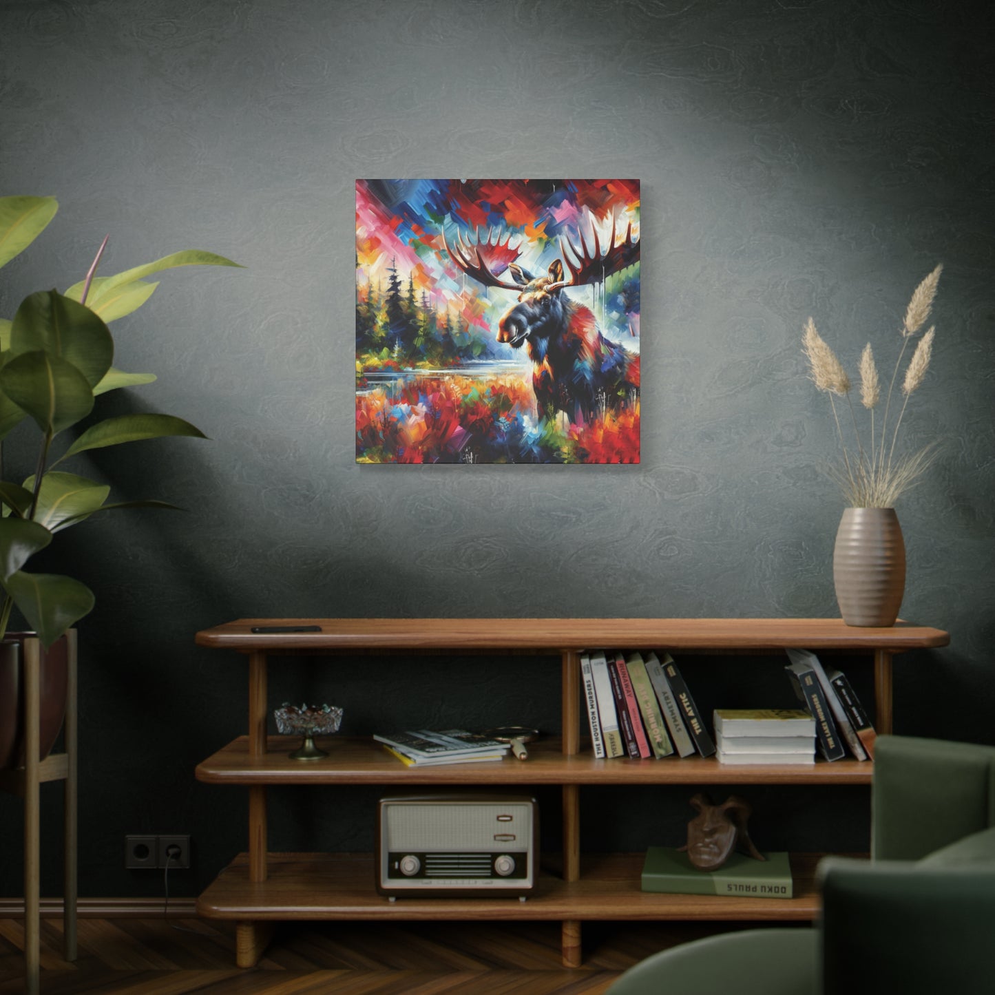 Sunrise Moose Expressionist Canvas Art Print