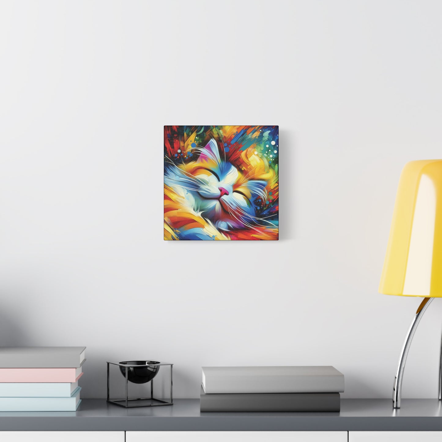 Canvas Wall Art - Happy Cat Dreams - Modern Impressionist Art Style