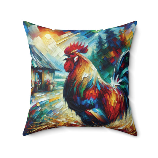 Rooster Morning - Square Throw Pillows