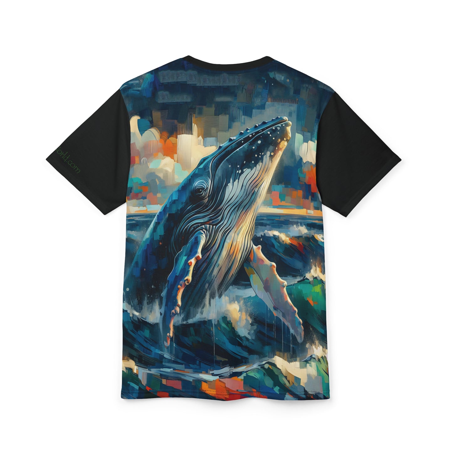 Humpback Breaching Art Tee | Colorful Unisex Cut & Sew T-Shirt, Wildlife Apparel, Unique Graphic Tee