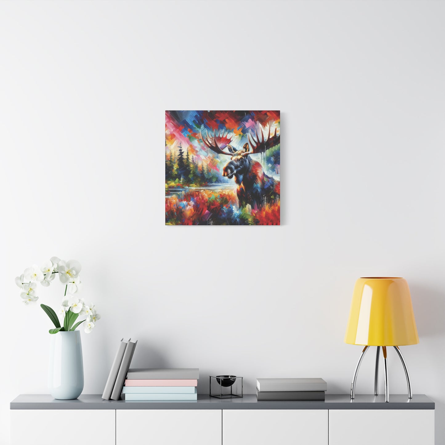 Sunrise Moose Expressionist Canvas Art Print