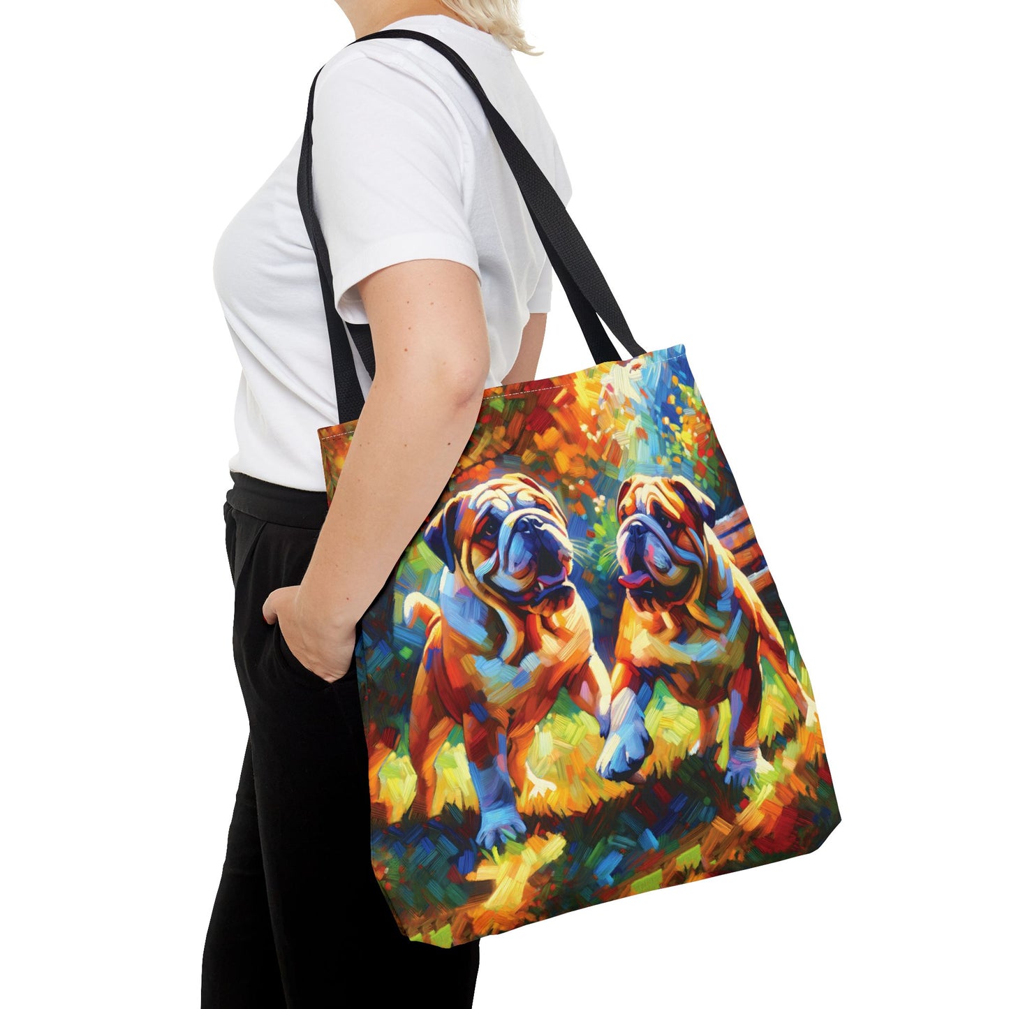 Playful Bulldogs - Colorful Artistic Tote Bag
