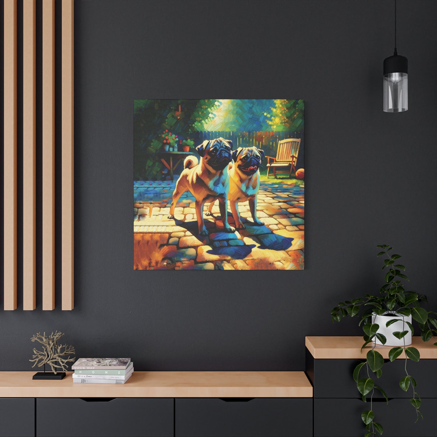 Fawn Pugs Expressionist Canvas Art Print