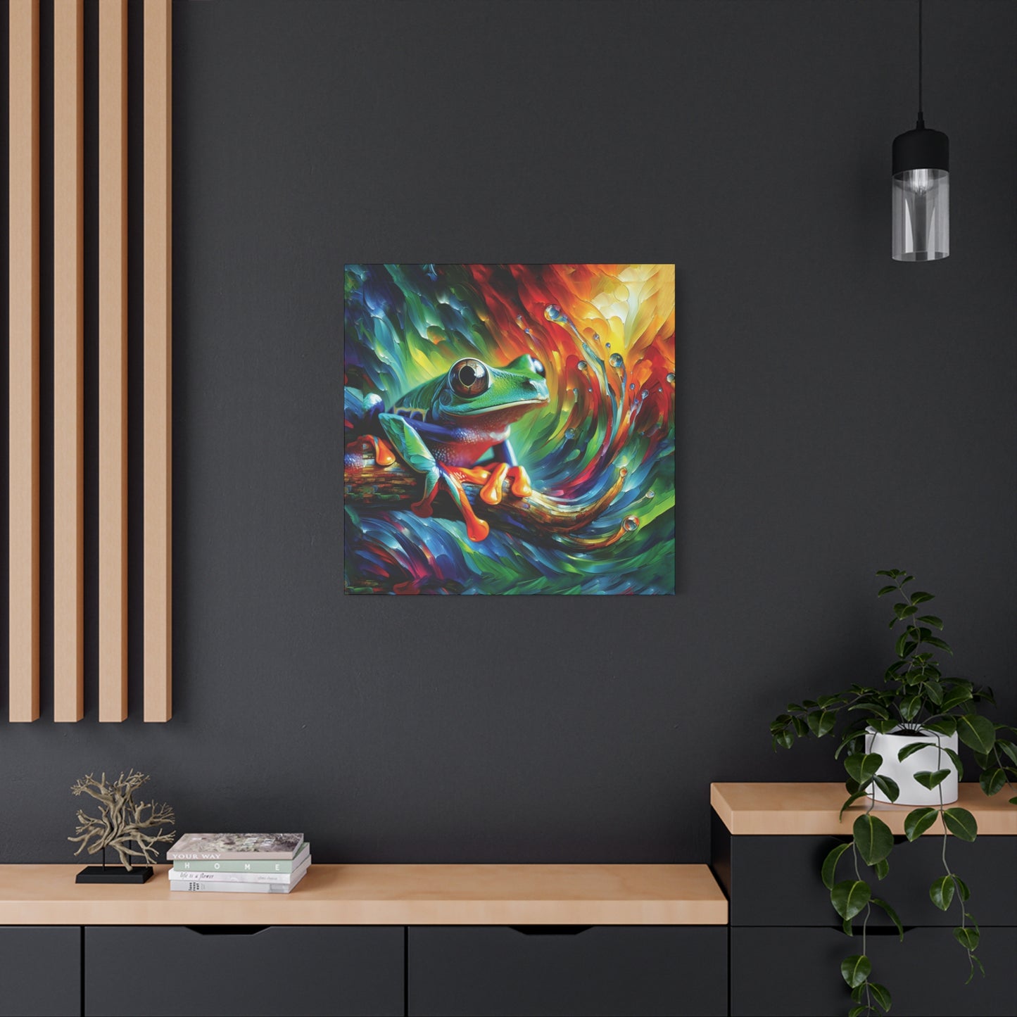 Treefrog Swirl Expressionist Canvas Art Print