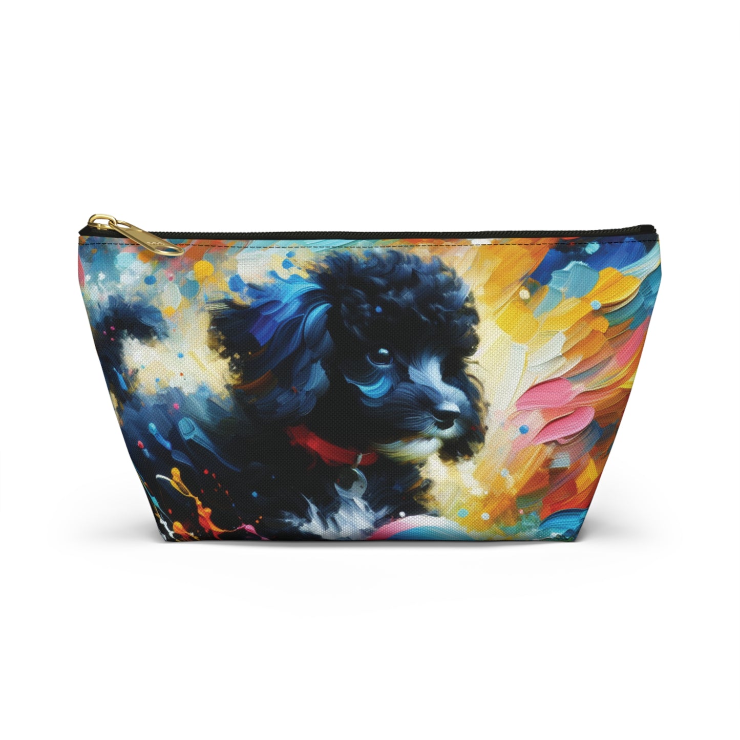 Black and White Poodle T-bottom Pouch | Perfect for Dog Lovers, Travel Accessory, Makeup Bag, Organizer
