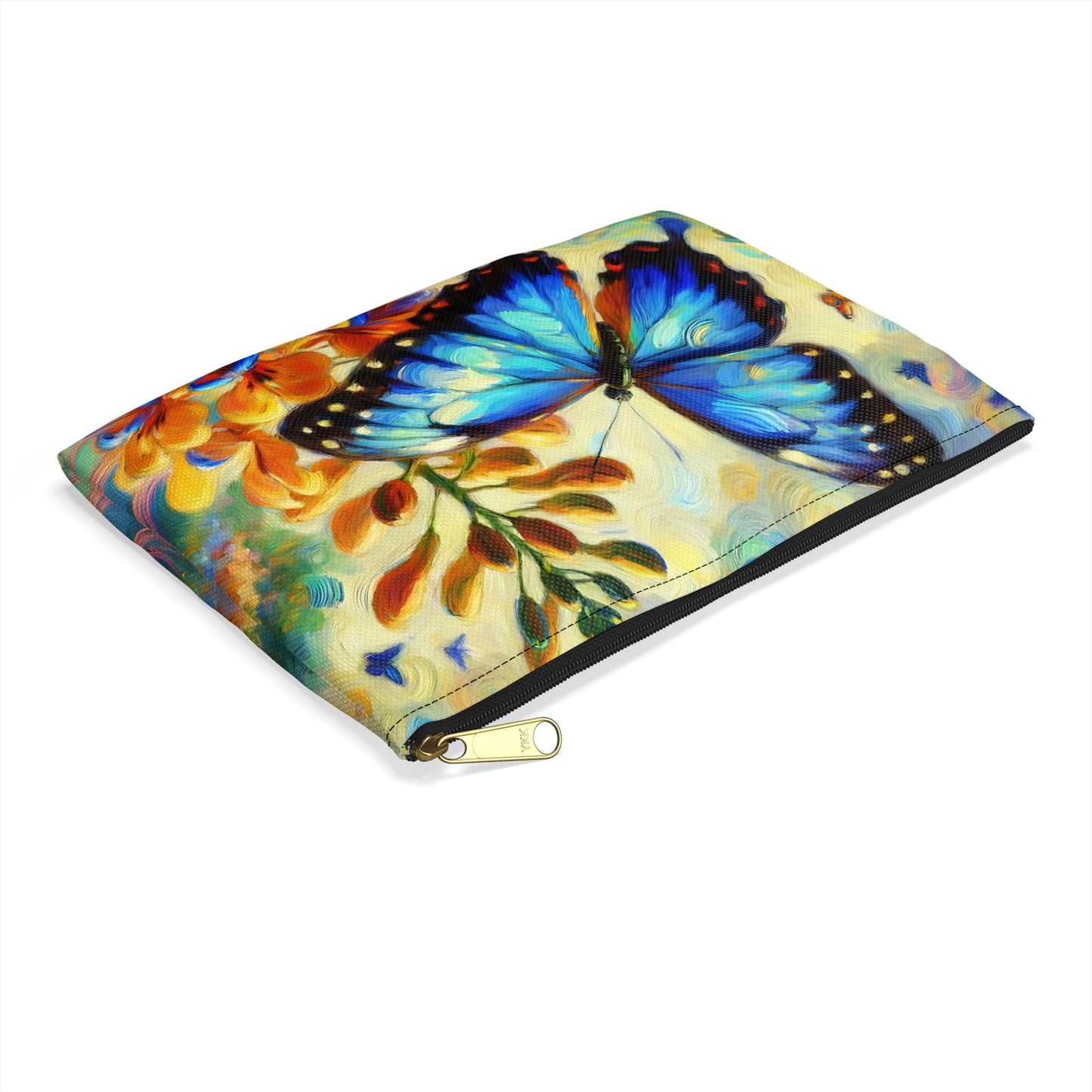 Blue Morpho Butterfly Accessory Pouch, Cute Butterfly Makeup Bag, Nature-Themed Gift, Floral Storage Bag
