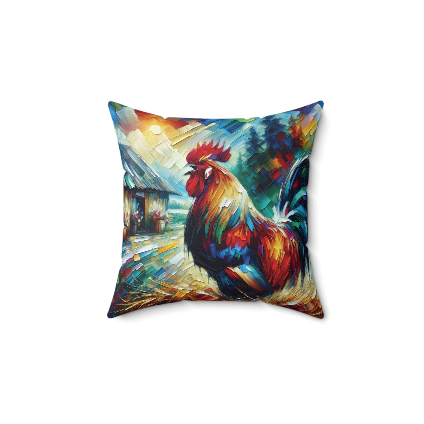 Rooster Morning - Square Throw Pillows