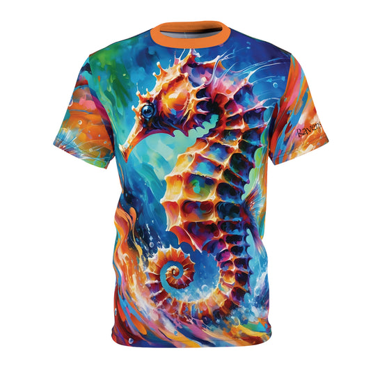 Colorful t-shirt with a seahorse design