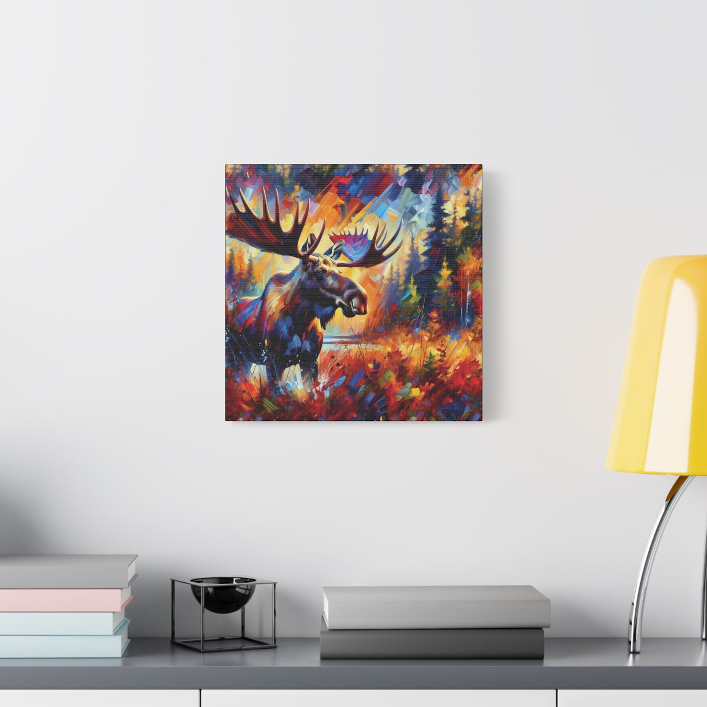 Sunset Moose Expressionist Canvas Art Print