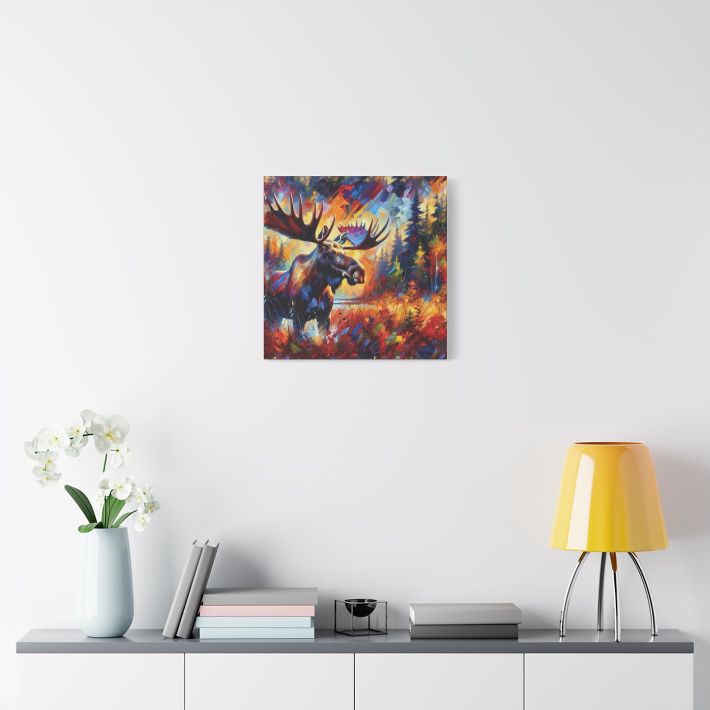 Sunset Moose Expressionist Canvas Art Print