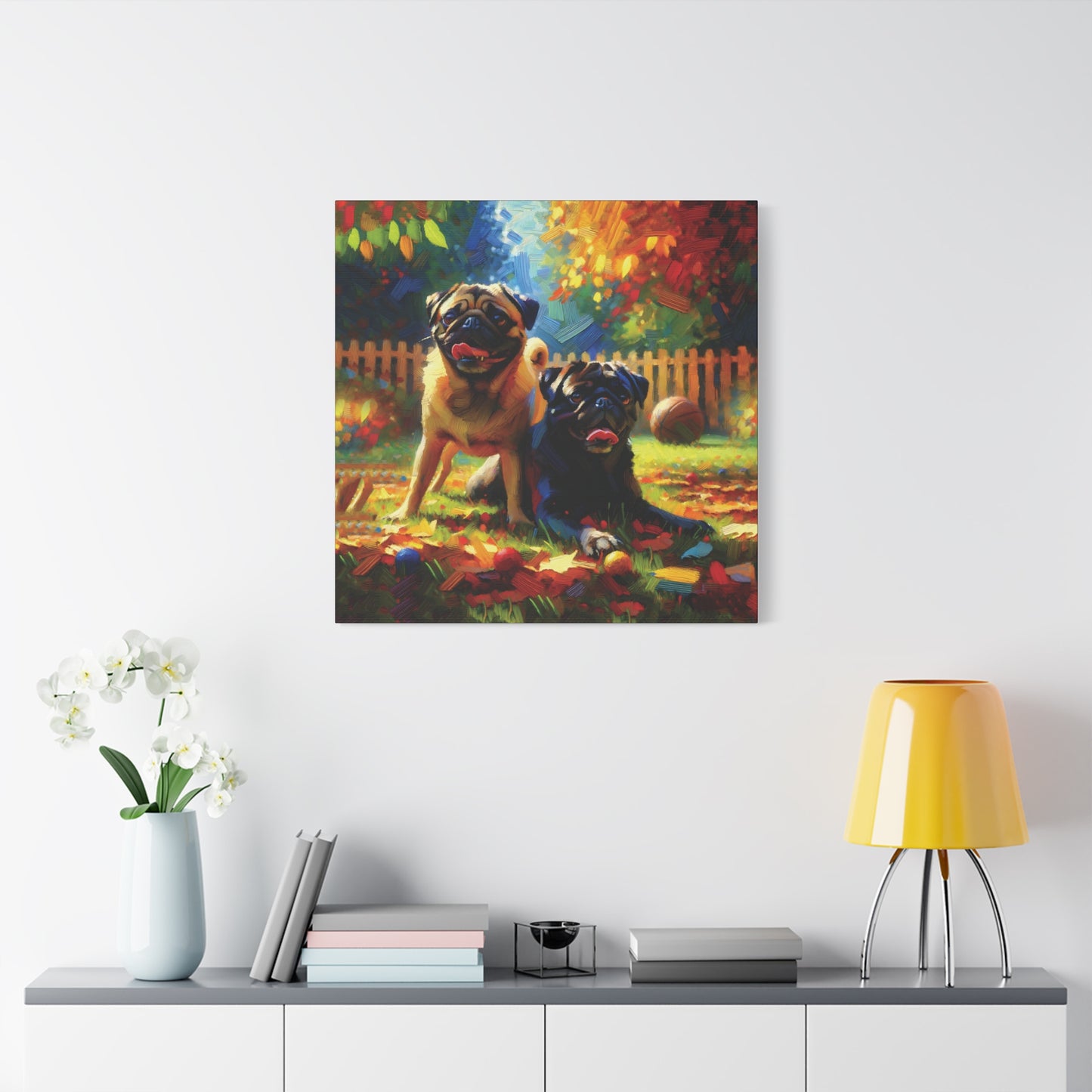 Pug Buddies Expressionist Canvas Art Print