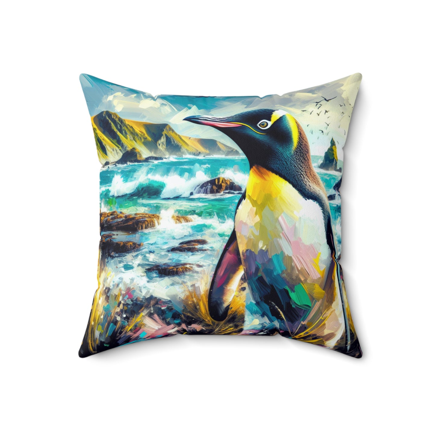 Yellow-Eyed Penguin of South Island - Square Throw Pillows