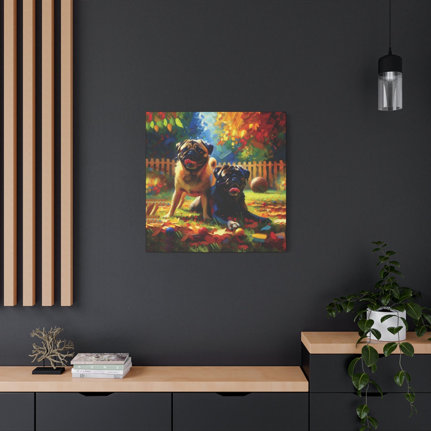 Pug Buddies Expressionist Canvas Art Print