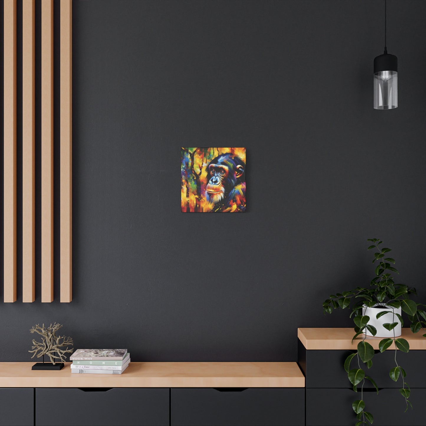 Curious Bonobo Expressionist Canvas Art Print