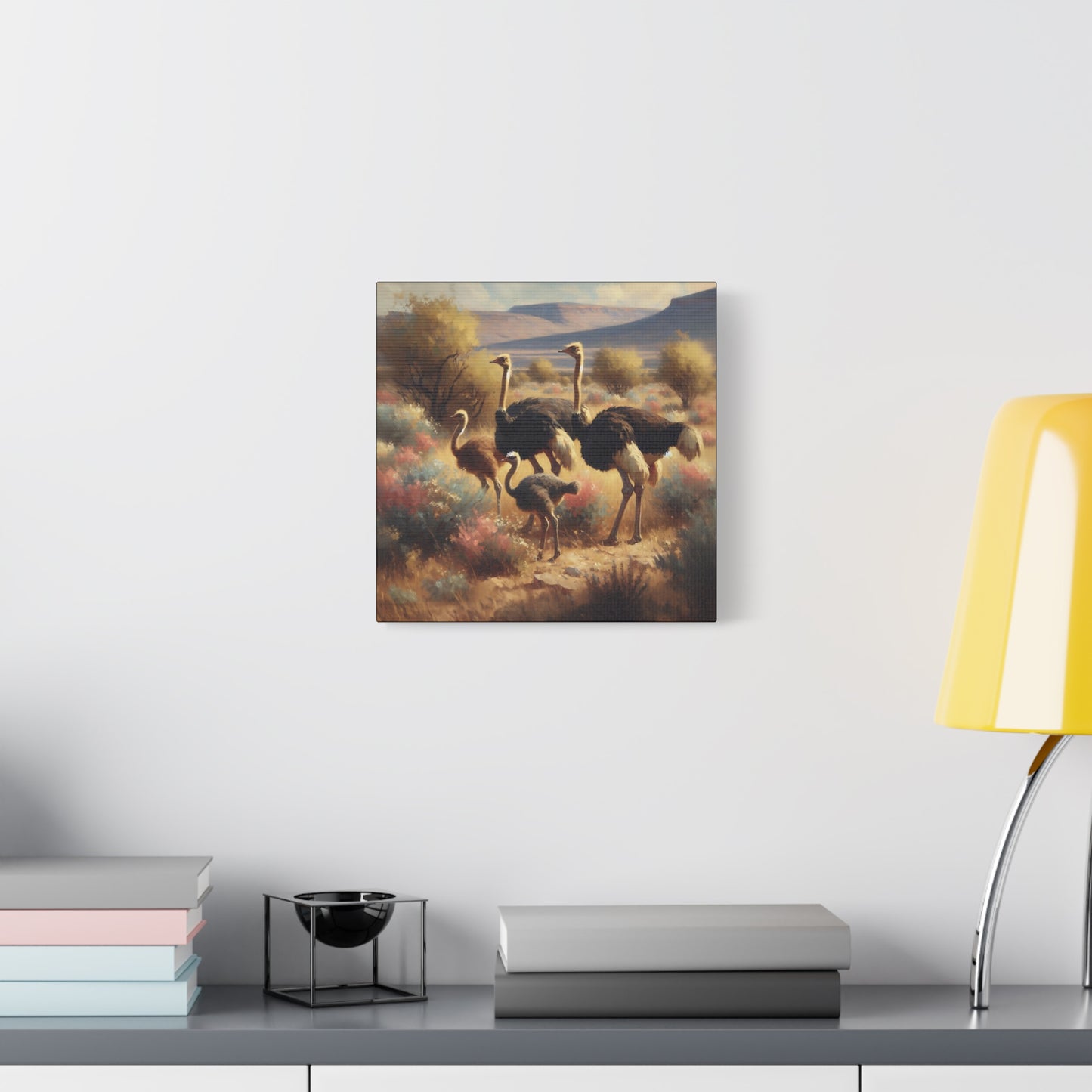 Ostrich Flock Impressionist Canvas Wall Art