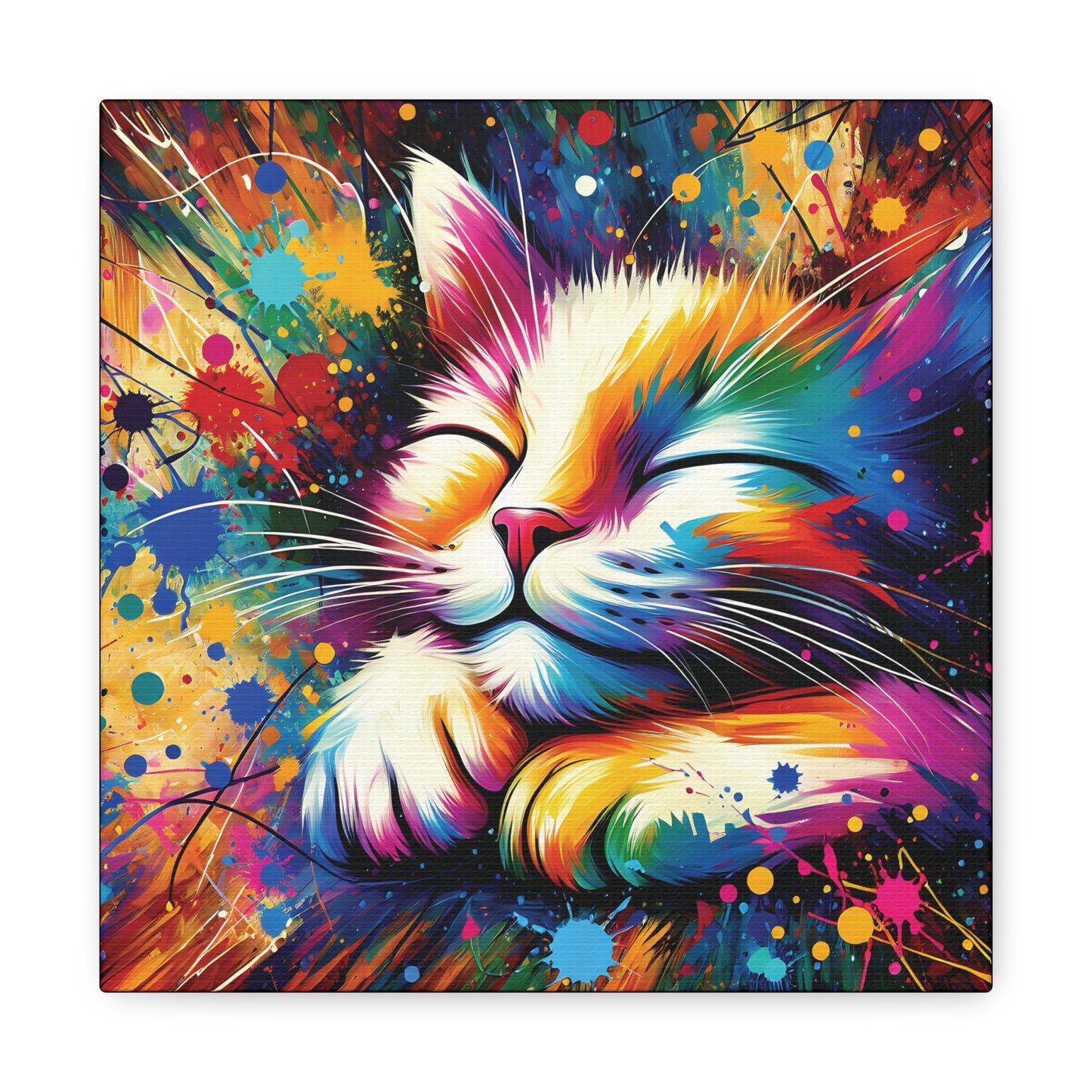 Canvas Wall Art - Contented Cat - Modern Impressionist Art Style