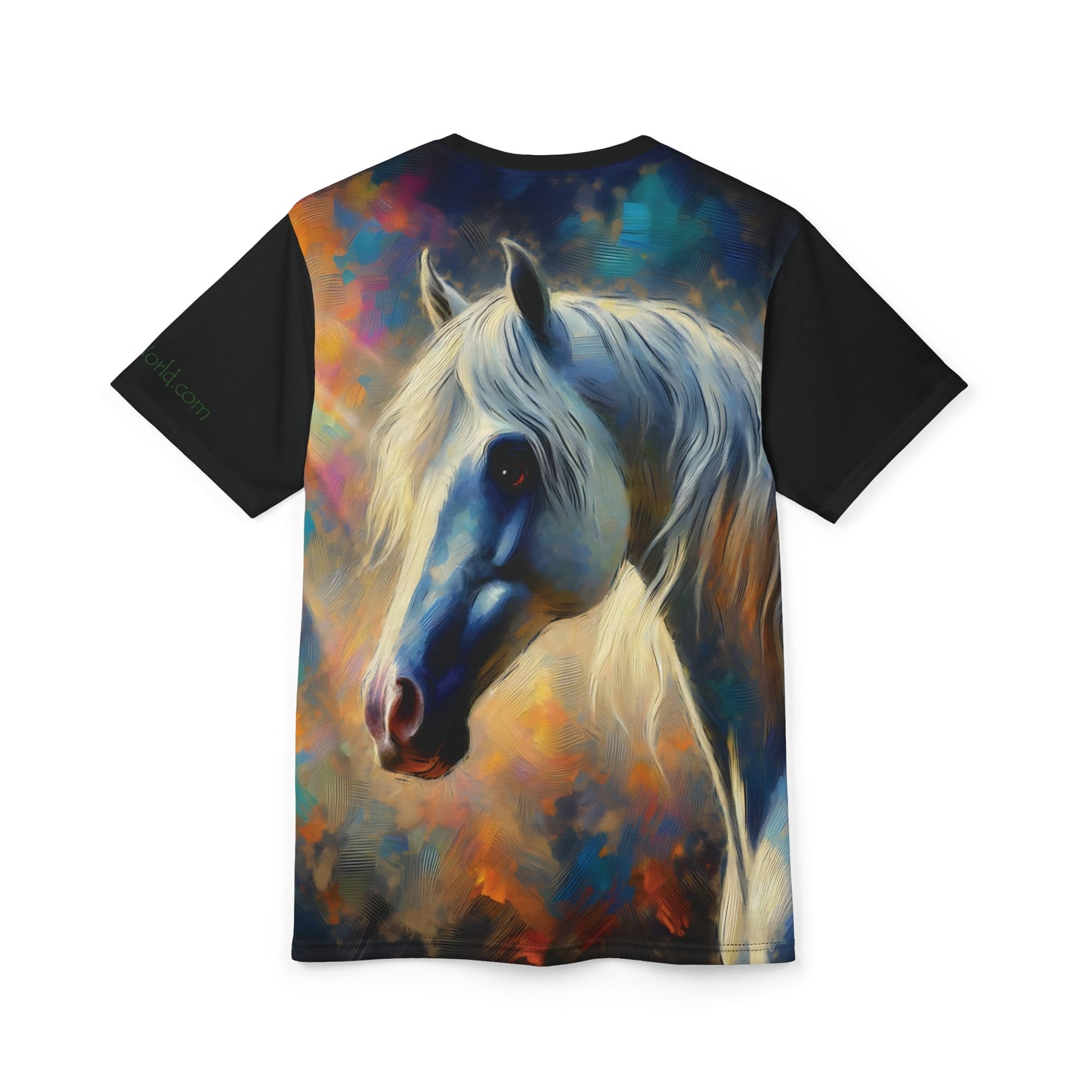 Andalusian Horse Portrait Vibrant Art Tee | Colorful Unisex Cut & Sew T-Shirt, Wildlife Apparel, Unique Graphic Tee, Birthday Gift