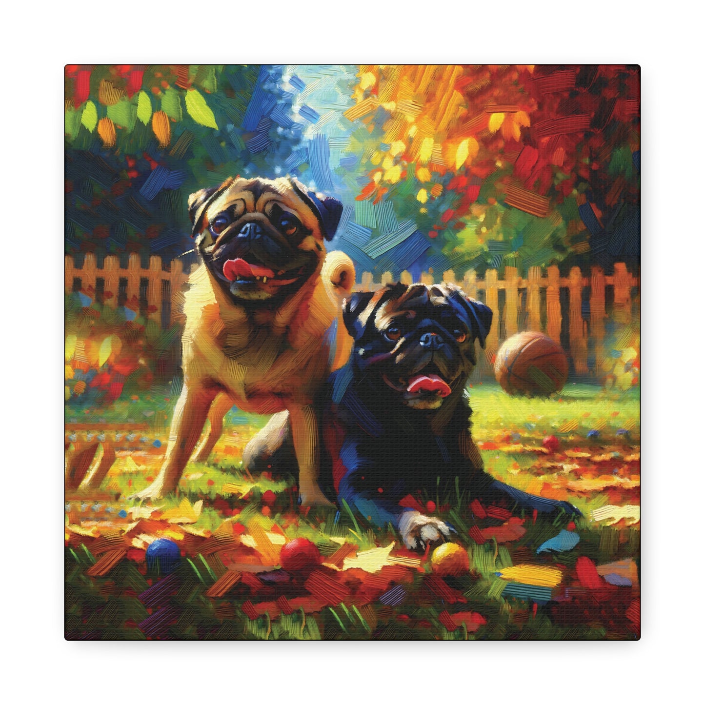 Pug Buddies Expressionist Canvas Art Print