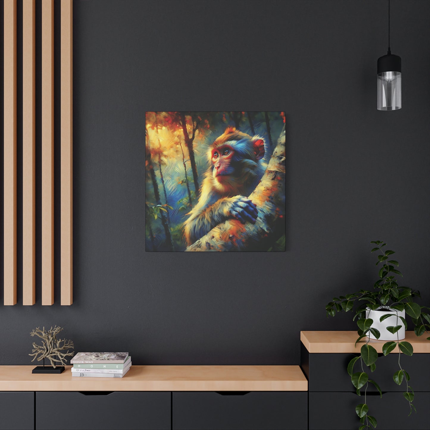 Monkey Wall Art - Rhesus Macaque Expressionist Canvas Art Print