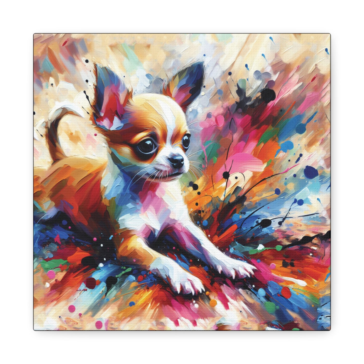 Chihuahua Mayhem Expressionist Canvas Art Print