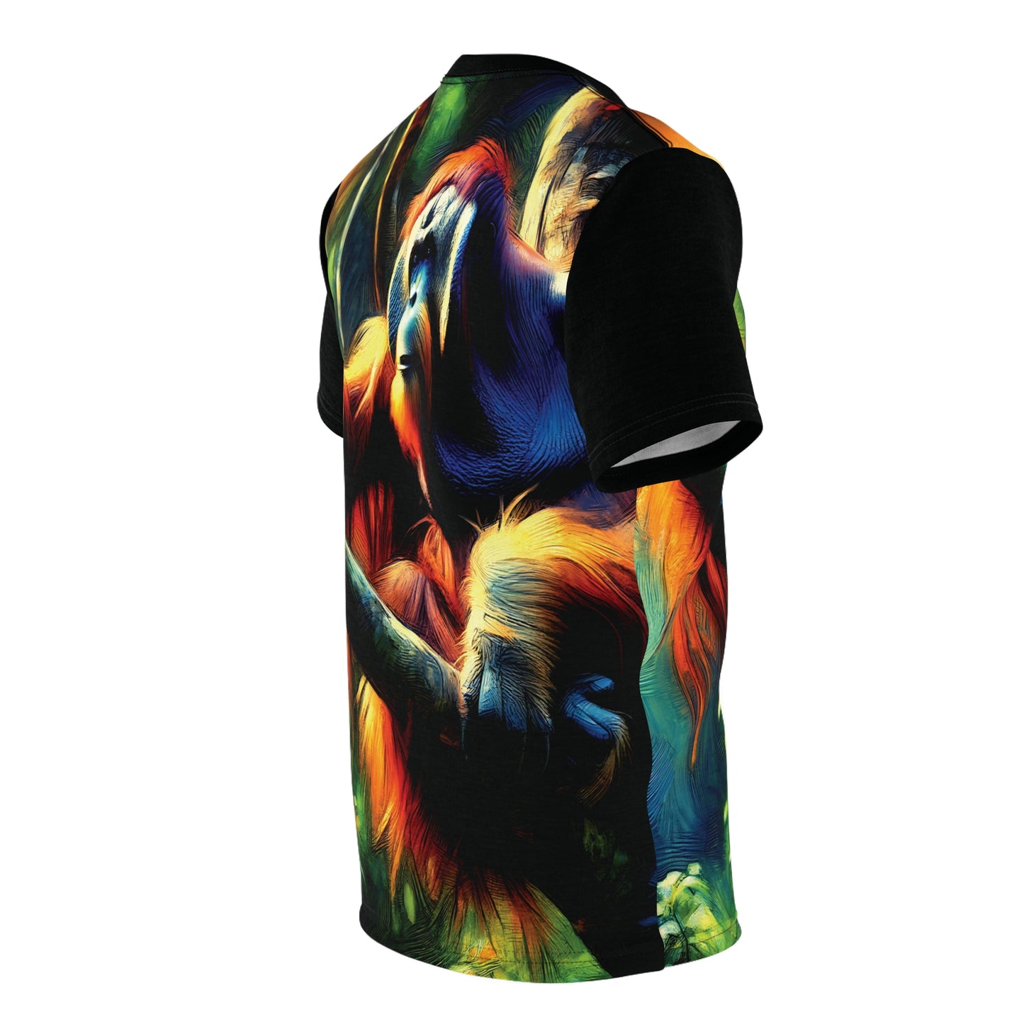 Orangutan in Tree Vibrant Art Tee | Colorful Unisex Cut & Sew T-Shirt, Wildlife Apparel, Unique Graphic Tee, Birthday Gift