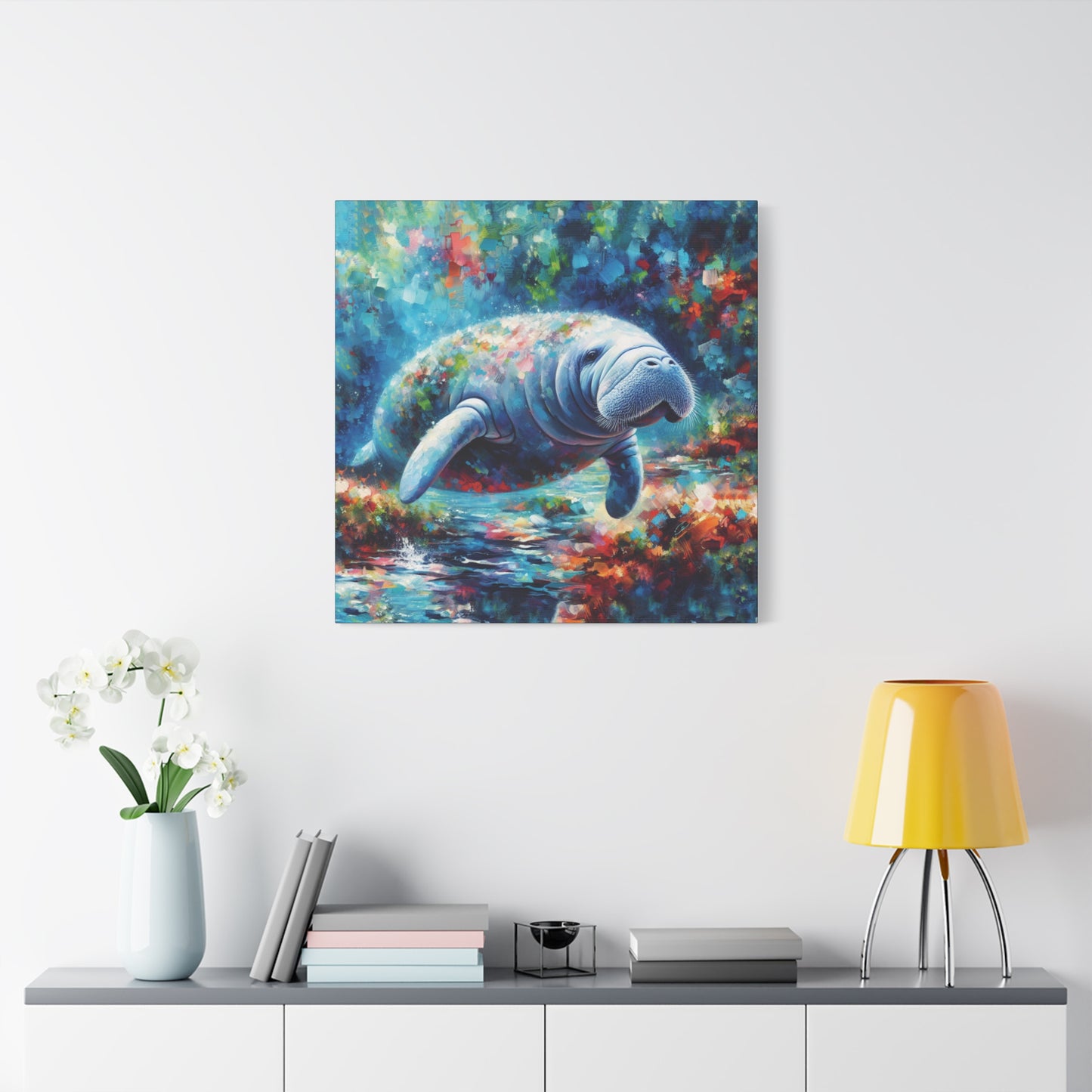 Manatee Garden Expressionist Canvas Art Print