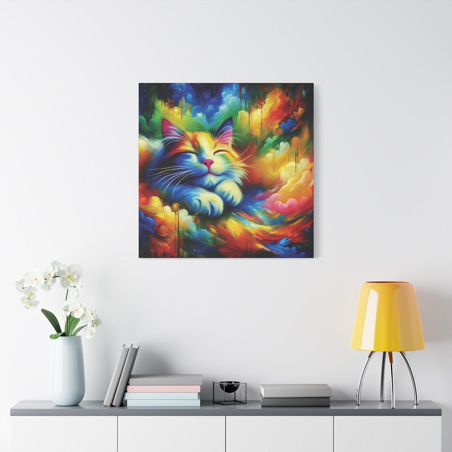 Canvas Wall Art - Blissful Calico - Modern Expressionist Art Style