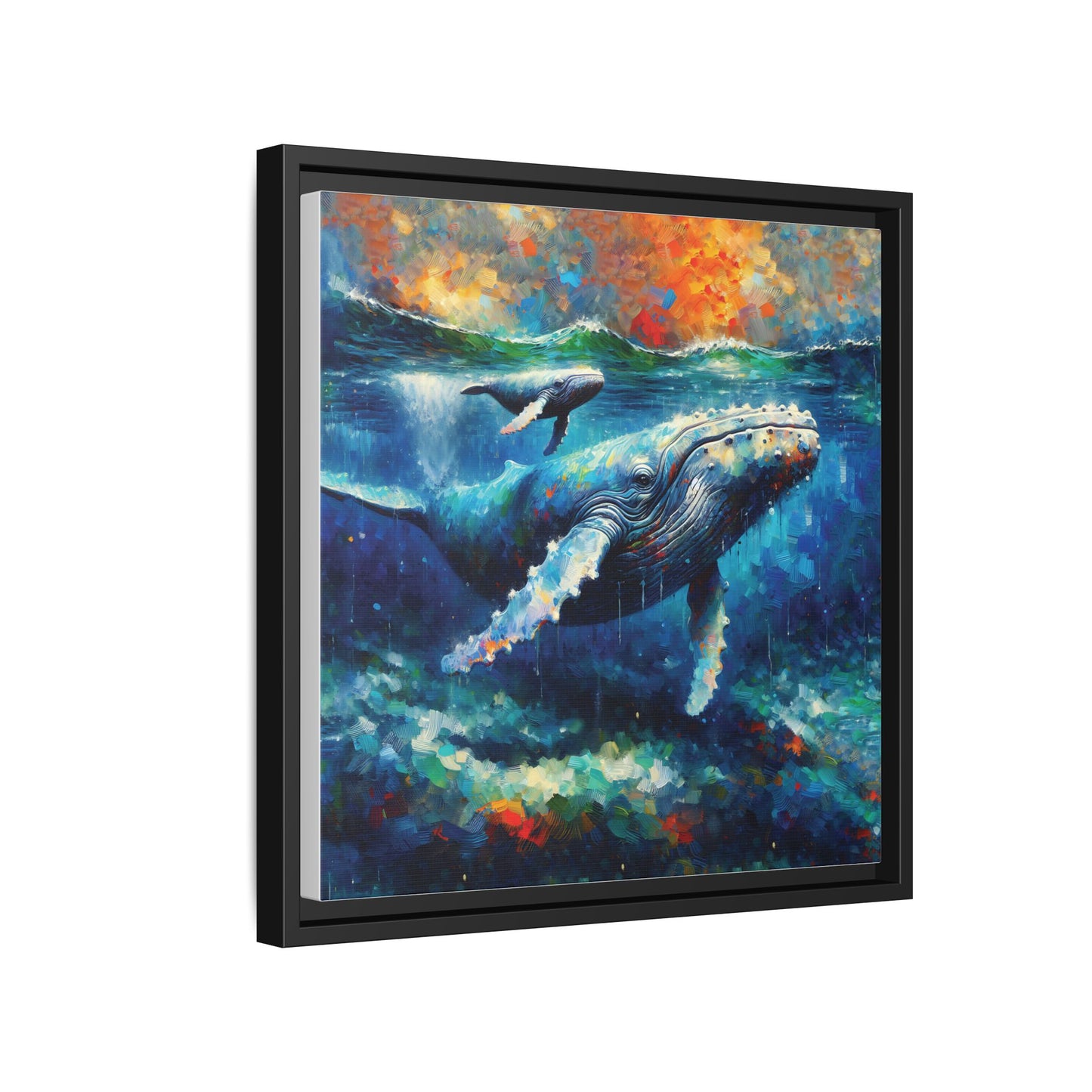Vibrant Whale Art Canvas Print - Framed Wall Decor