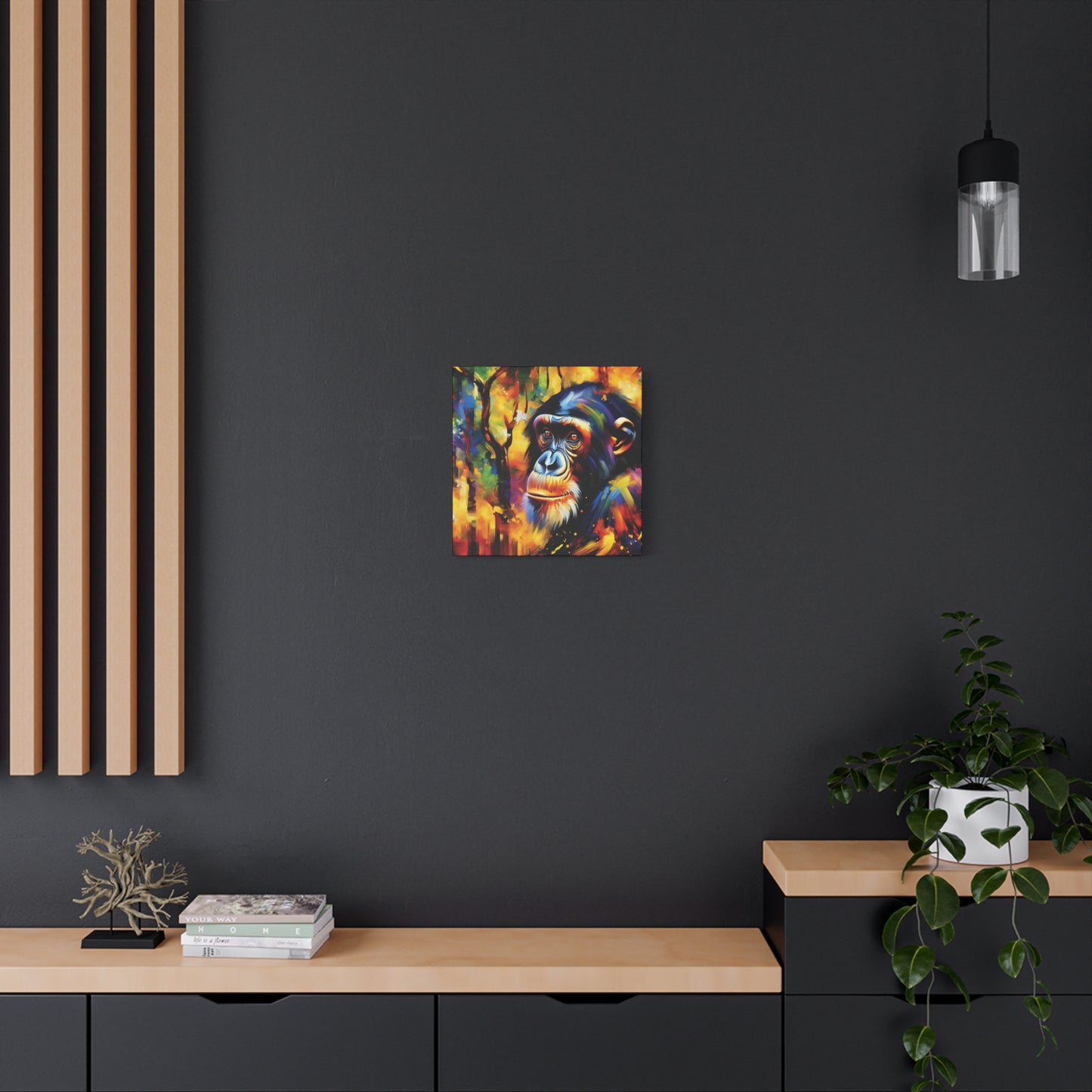 Curious Bonobo Expressionist Canvas Art Print