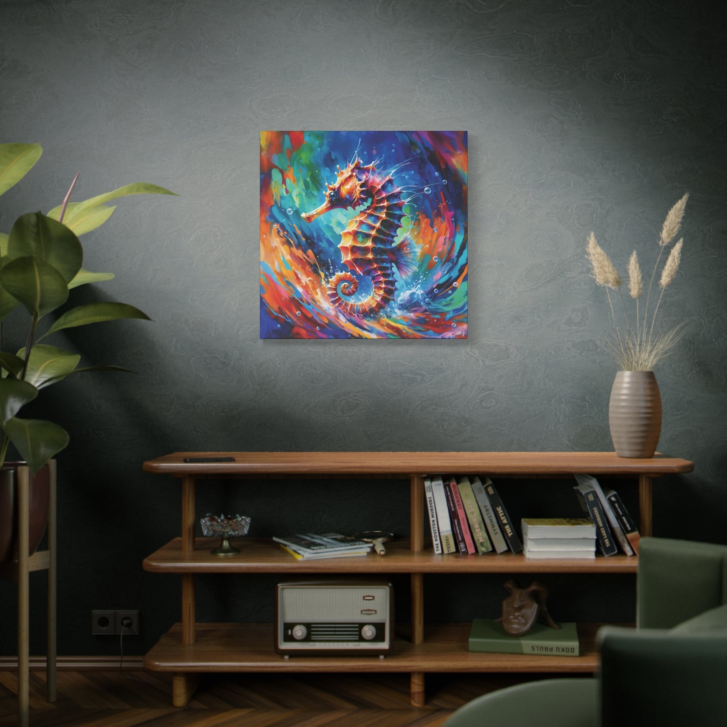 Expressionist Seahorse Canvas Wall Art - Stunning Aquatic Print