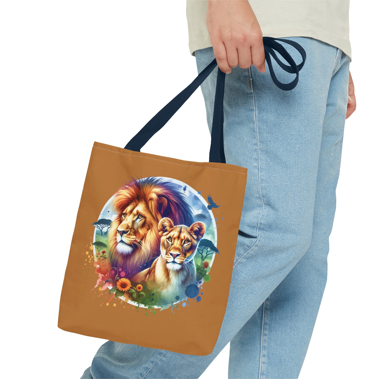 Lion and Lioness Watercolor - Tote Bag