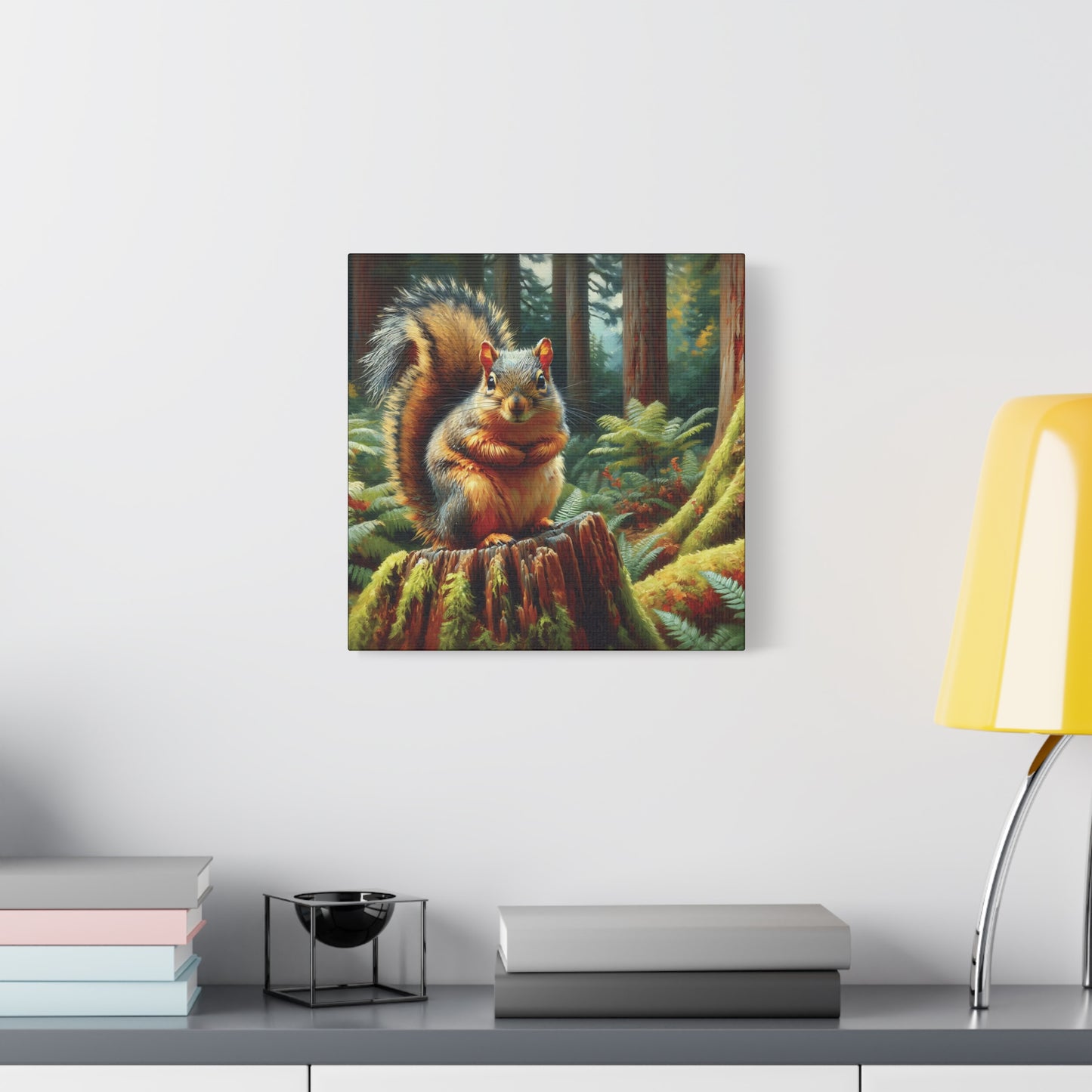Douglas Squirrel in Olympic National Forest Impressionist Canvas Art Print