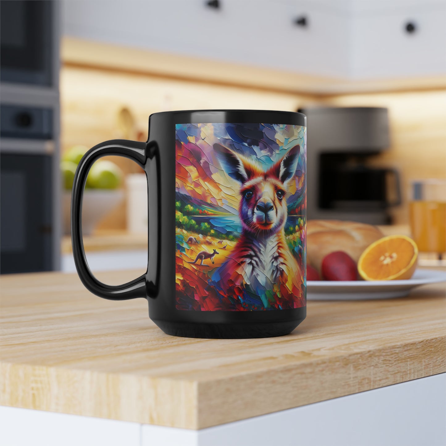 Kangaroo Photo Bomb - Black Mugs (11oz, 15oz)