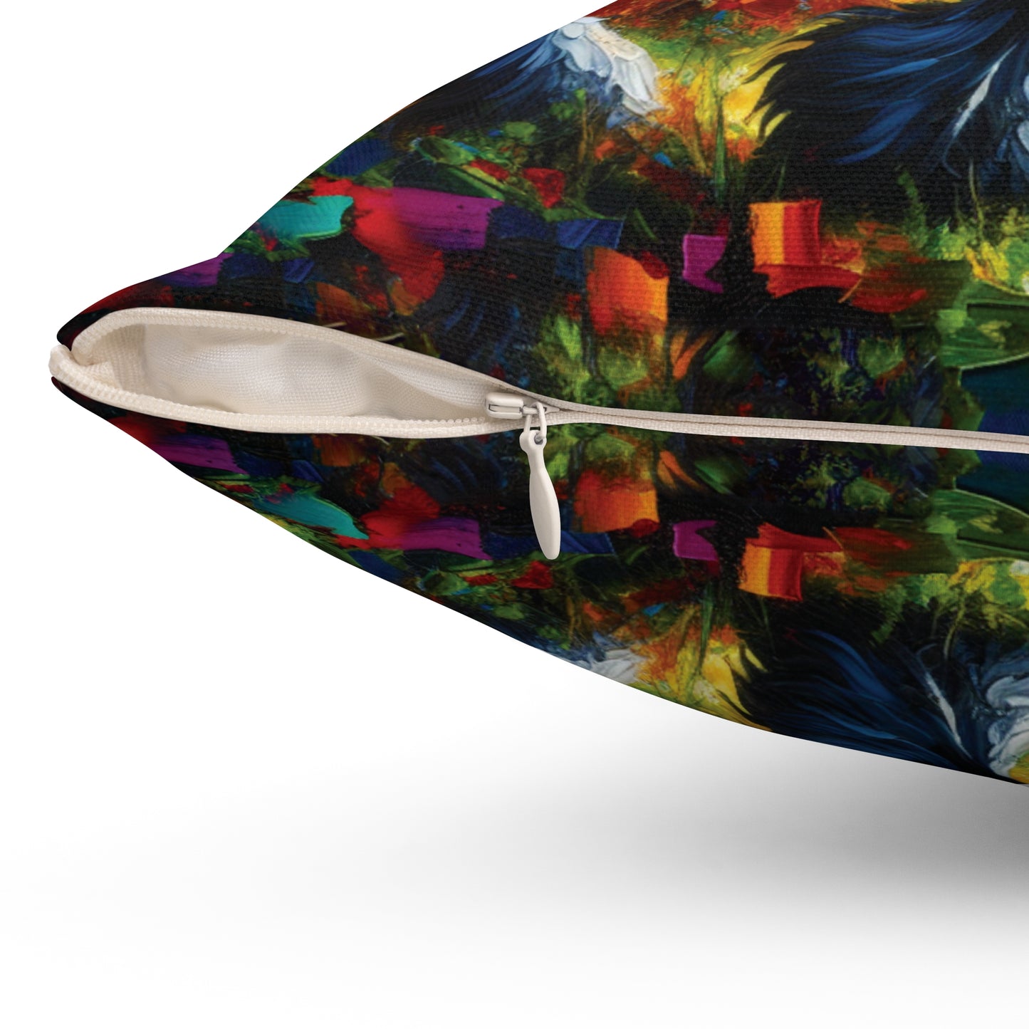 Elegant Black Stallion Unicorn - Square Throw Pillows