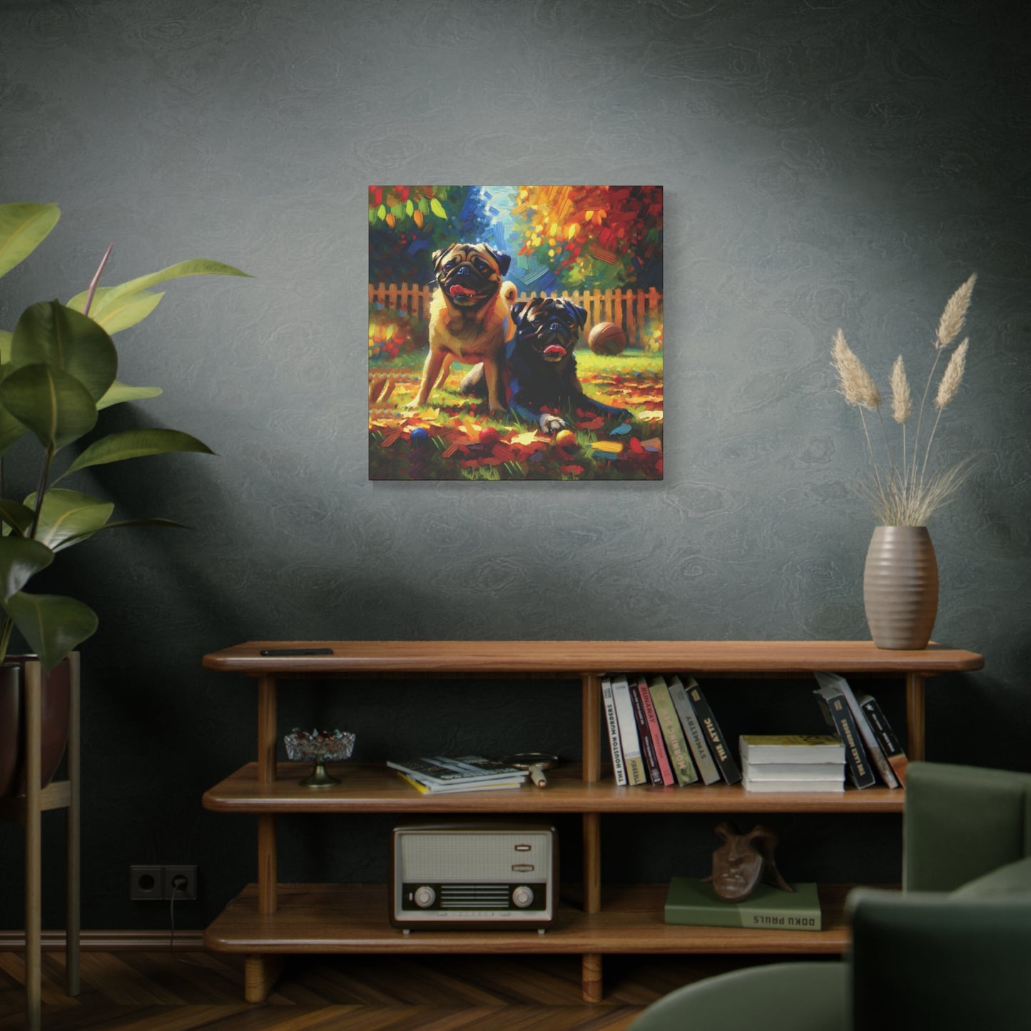 Pug Buddies Expressionist Canvas Art Print