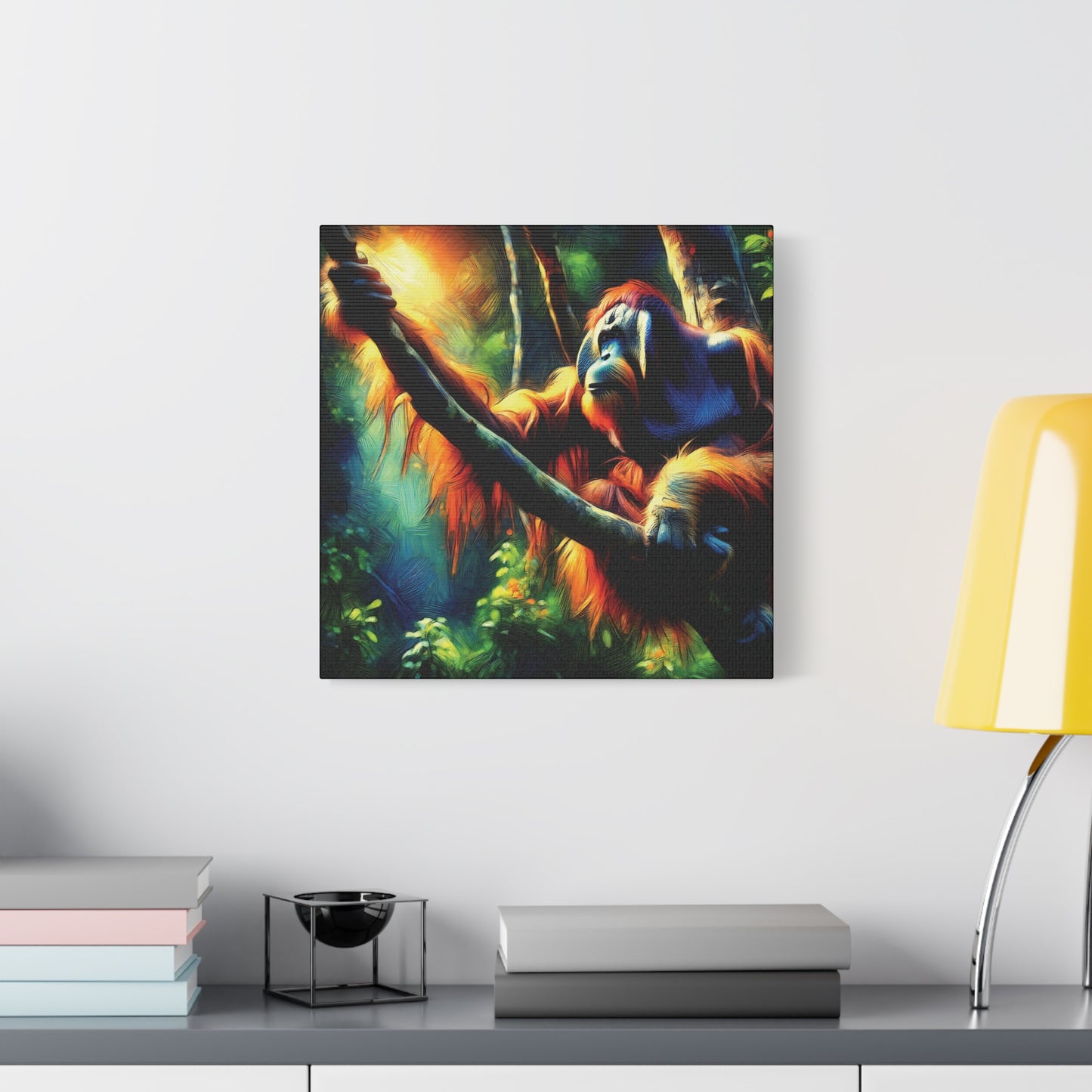 Orangutan in Tree Expressionist Canvas Art Print