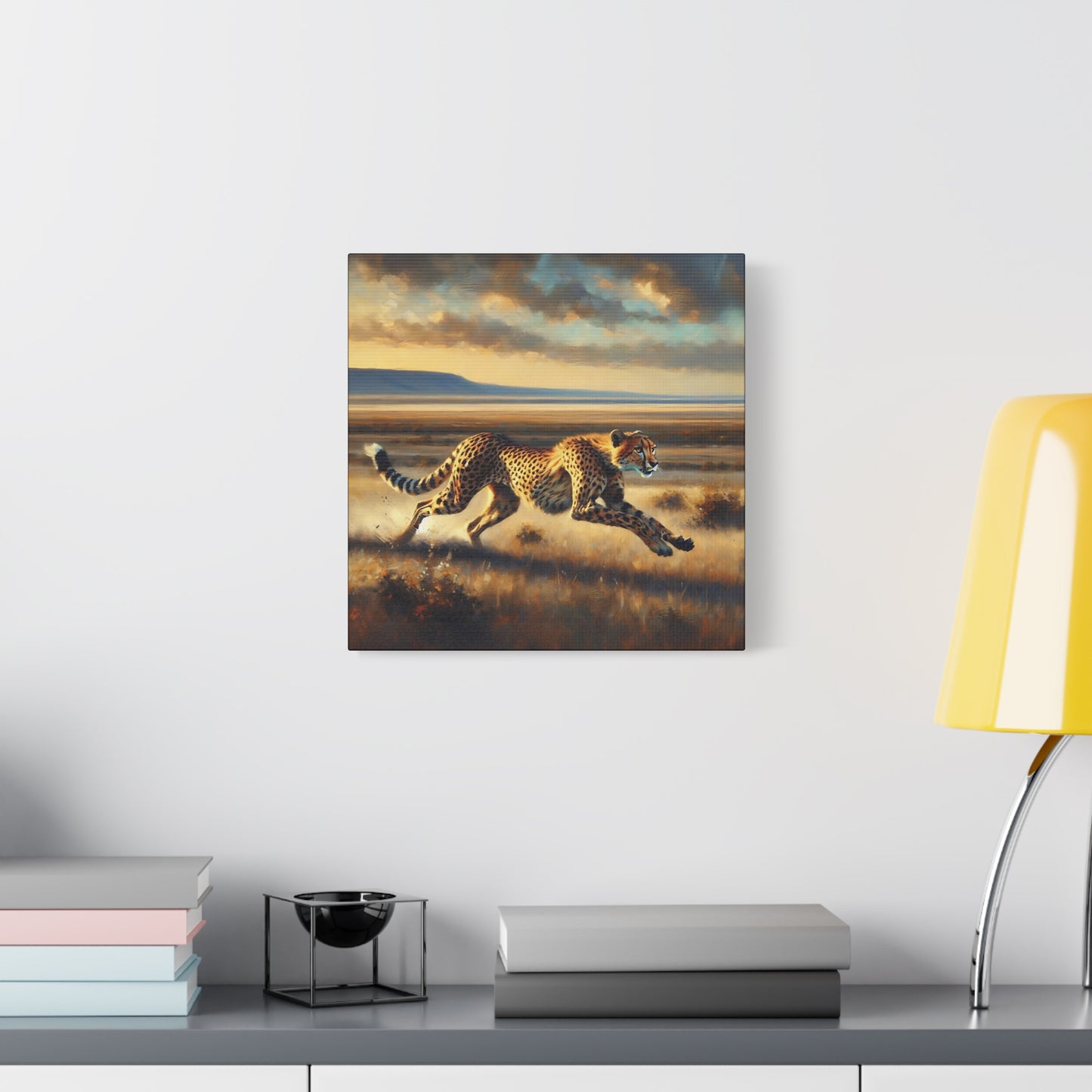 Cheetah Running Impressionist Canvas Art Print