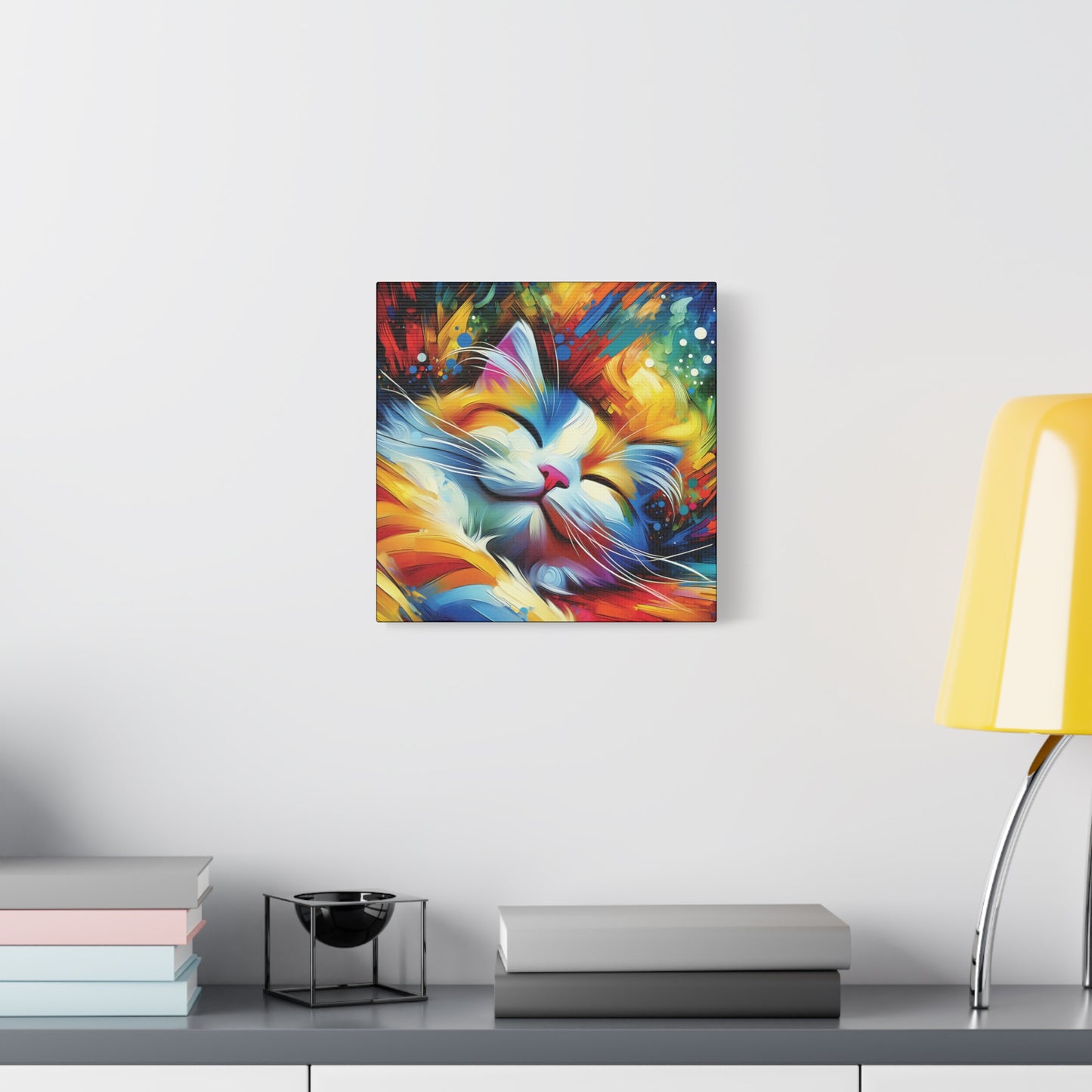 Canvas Wall Art - Happy Cat Dreams - Modern Impressionist Art Style